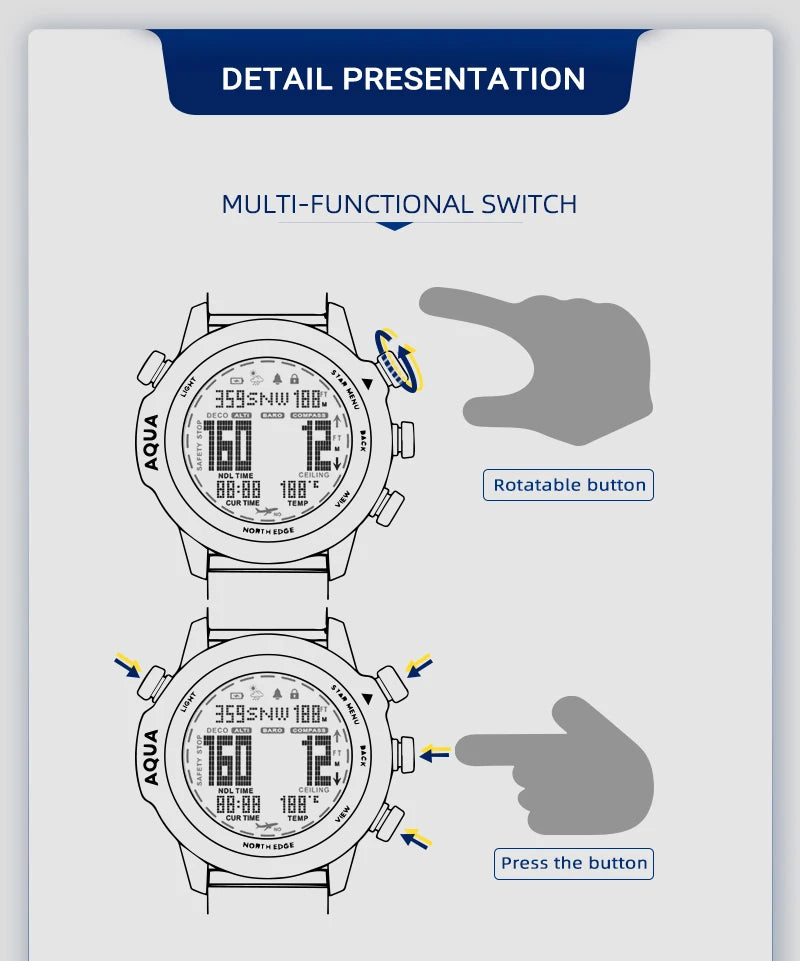 North Edge AQUA. Surf Dive Sailing Professional Watch