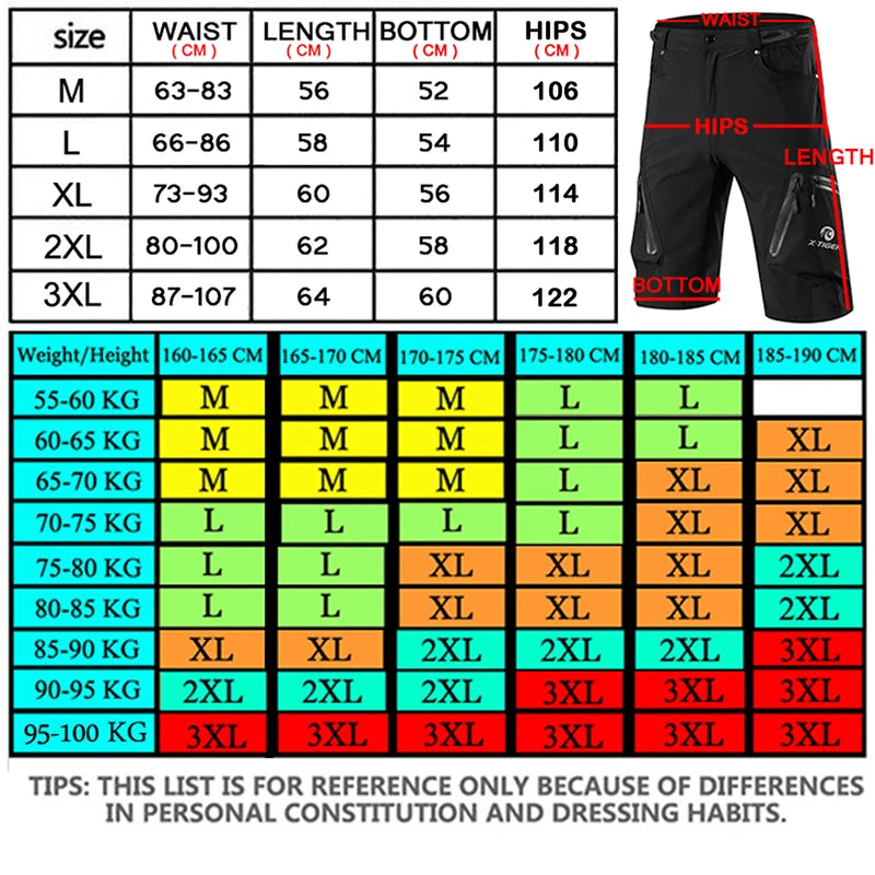 Shorts d'extérieur pour VTT et randonnée